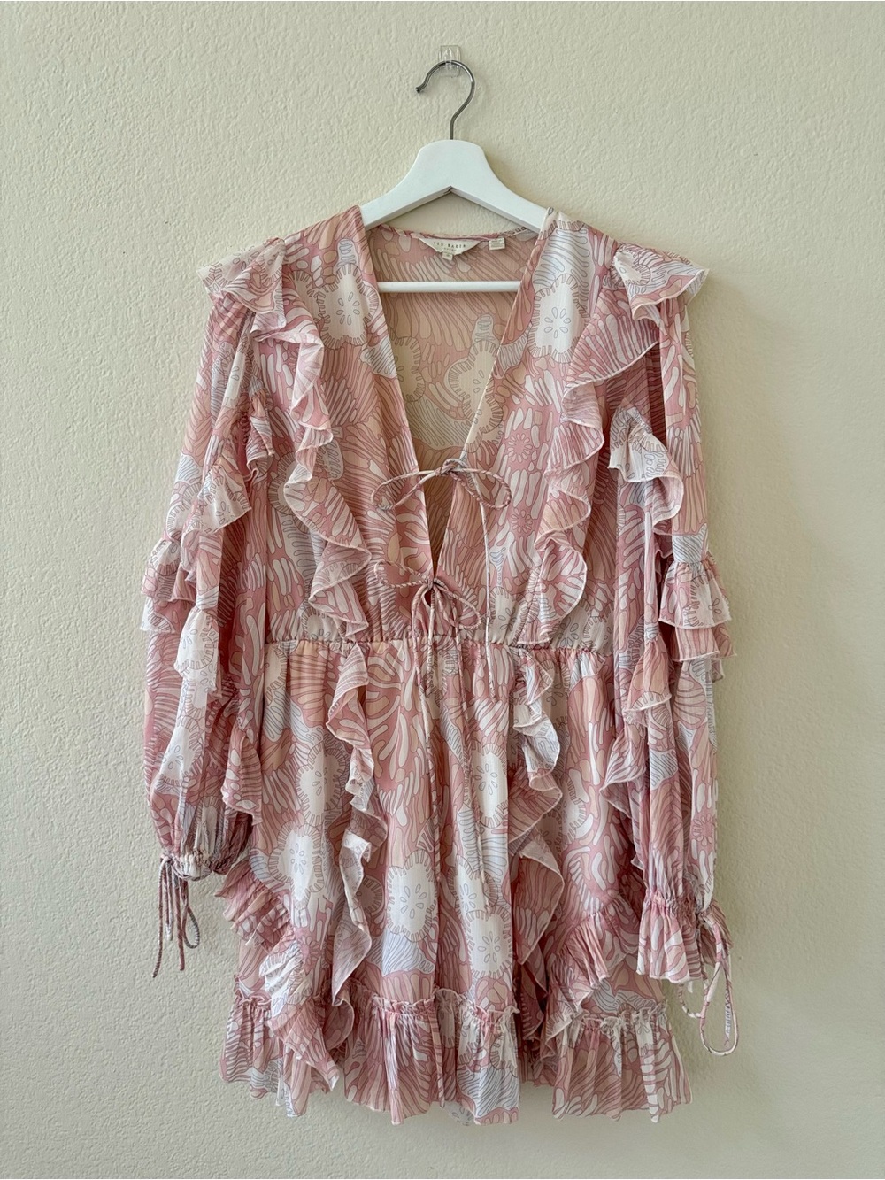 Ted Baker Pink Floral Tie-Front Romper